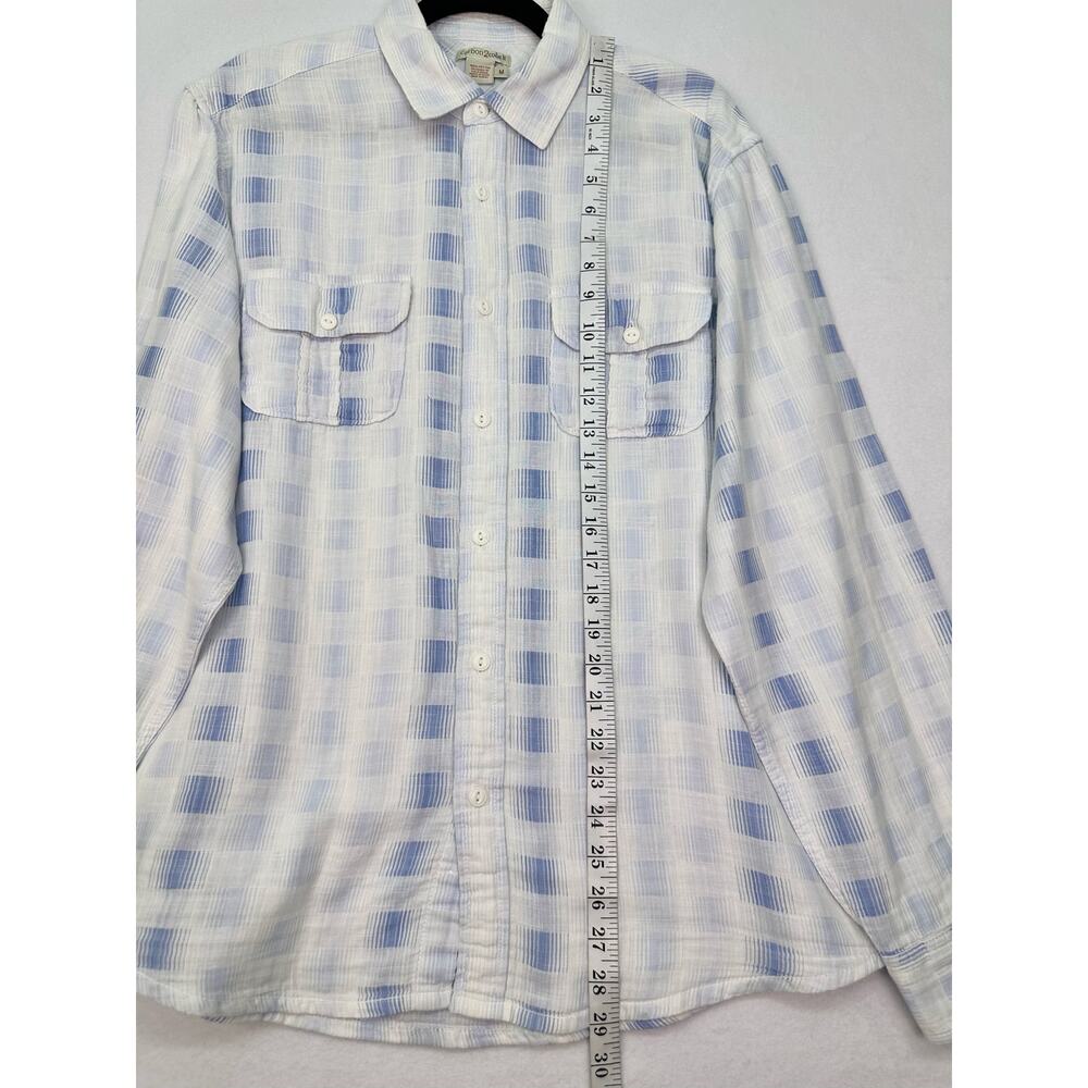 Carbon 2 Cobalt Blue White 100% Cotton Plaid Button Down Shirt Men’s Medium - Picture 5 of 8